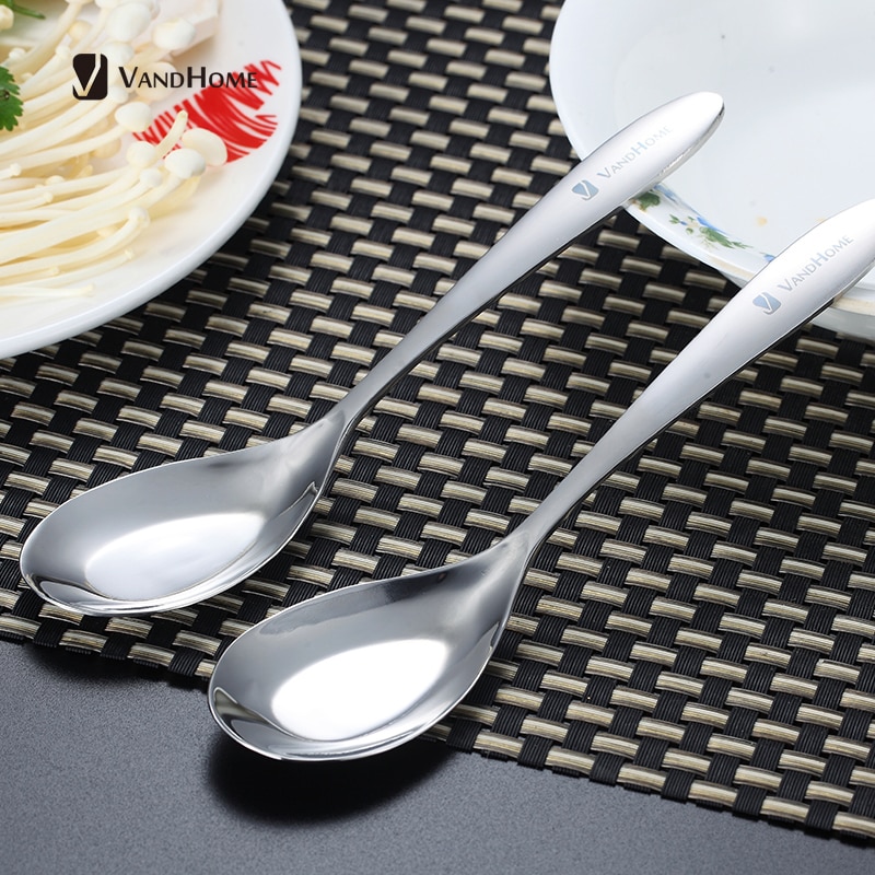 Vandhome 2 Stks/set Diner Lepel 304 Roestvrij Staal Soep Scoops Met Lange Handvat Rijst Lepel Voor Kinderen Keuken Opscheplepel set