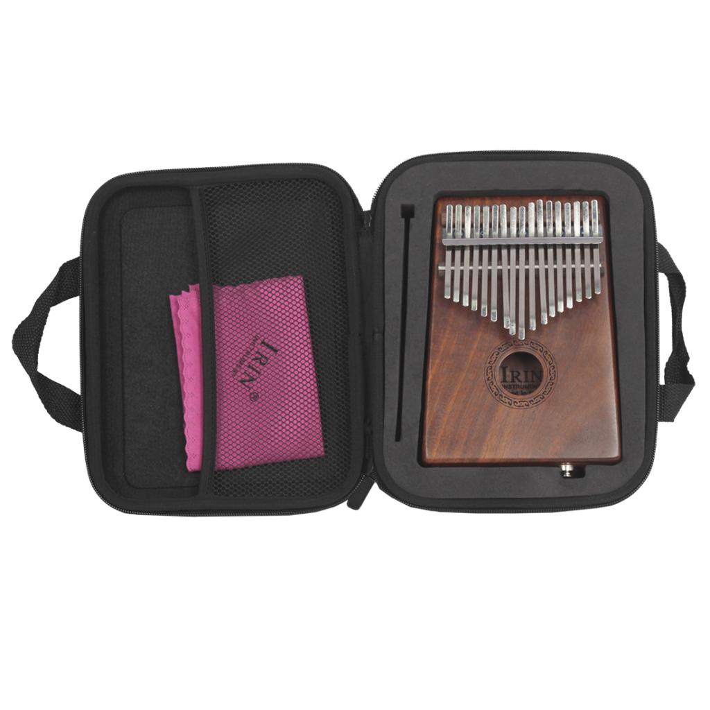 Wooden Electric EQ Kalimba 17 Key Lamellaphone Idiophone Instrument with Shakeproof Case for Kids Friends