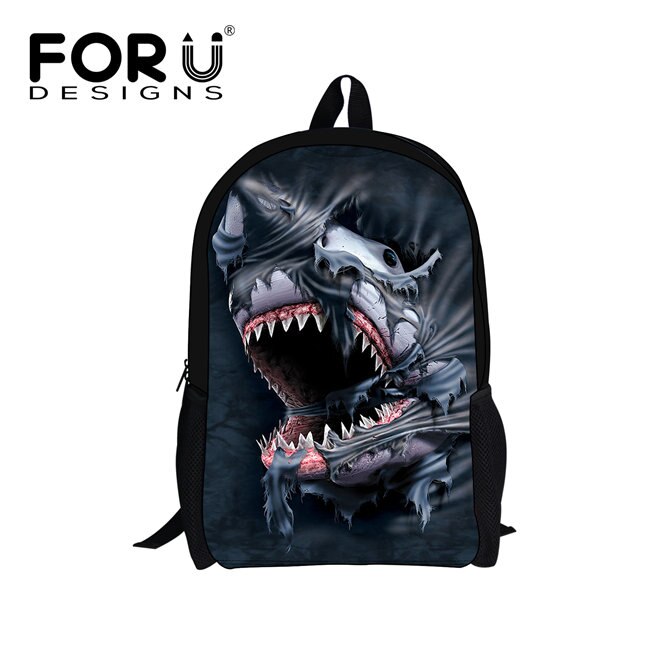 FORUDESIGNS Primaire Schooltassen Cool Wolf Haai Rugzak voor Studenten Schooltas Jongens Meisjes Rugzakken Boek Bag Kids Beste Cadeau: w1490