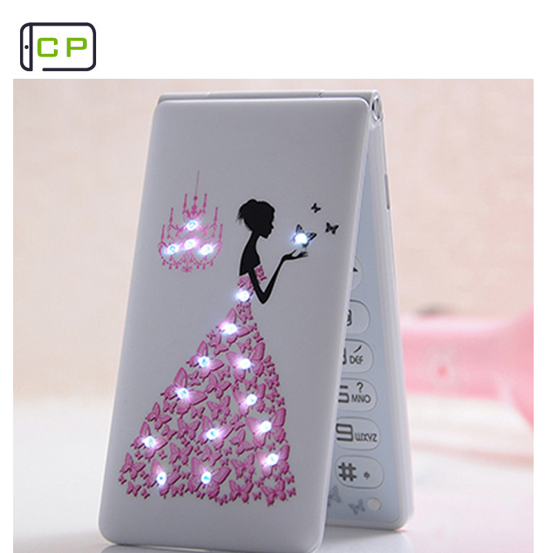 Unlocked Flip Telefoon Kuh D11 Dual Sim 1800 Mah Card Vrouwen Meisjes Lady Bloem Leuke Led Zaklamp Mobiele Clamshell mobiele Telefoon