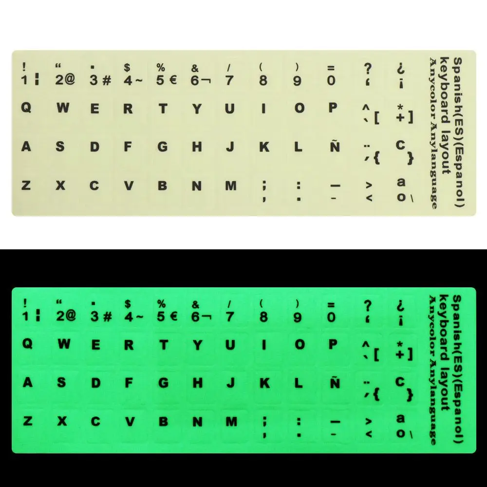 Spaanse Engelse Russische Arabische Franse Lichtgevende Keyboard Stickers Letter Alfabet Layout Sticker Voor Laptop Desktop Pc 2024: Clear
