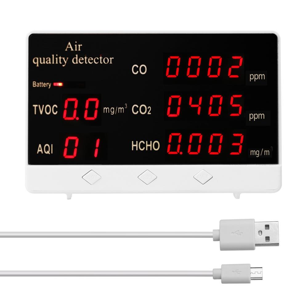 Wifi multi-functi  co2 meter detektor multifunktionel kuldioxid genopladelig luftdetektor analysator  co2 monitor: Type 5