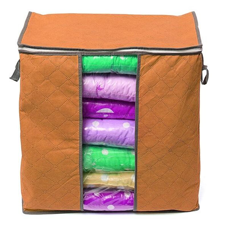 Bamboe Draagbare Kleding Opbergtas Organizer 60x40x35 cm Vouwen Closet Organizer Voor Kussen Dekbed Deken Beddengoed: Orange S
