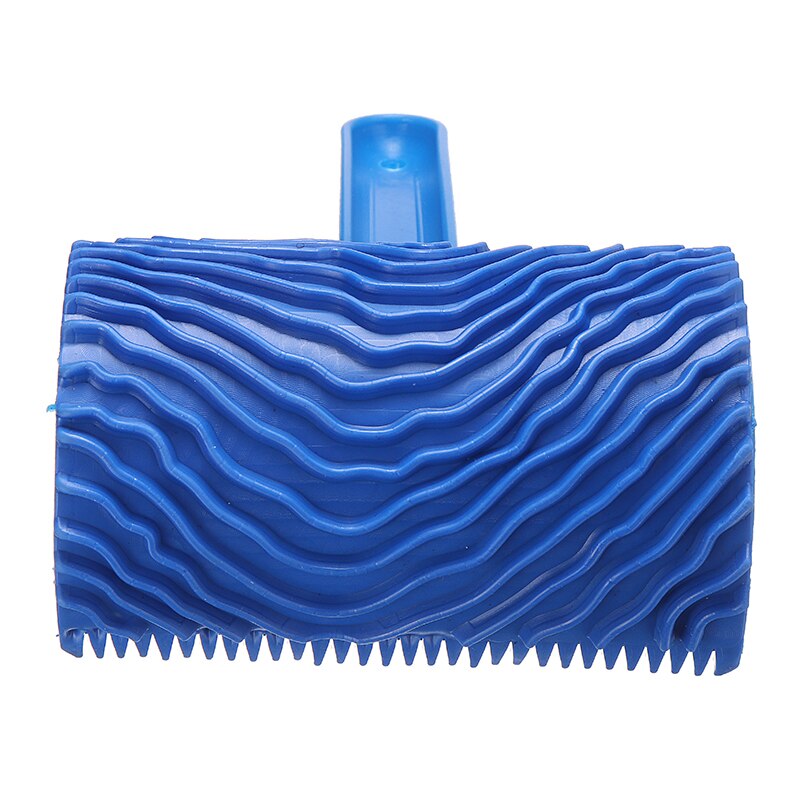 Blue Rubber Wood Grain Painting Roller Tool Wall Texture Painting Brush Roller With Detachable Handle For Wall DIY Decoration