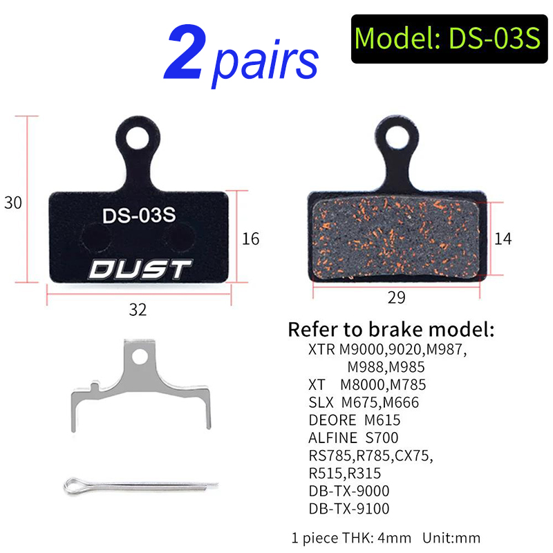 Pastillas de freno de disco hidráulico semimetálico para bicicleta, piezas de bicicleta de montaña MTB para SHIMANO XT XTR M315 SRAM Avid BB5 BB7 E1 E3, 1/2/8 pares: Negro