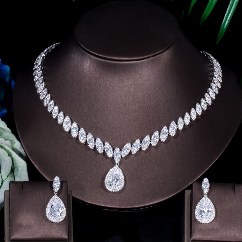 ThreeGraces Famoso Marchio di Design Africano Accessori Da Sposa Rosso Perle di Zirconia Cubica Set di Gioielli Per La Cerimonia Nuziale Costume JS002