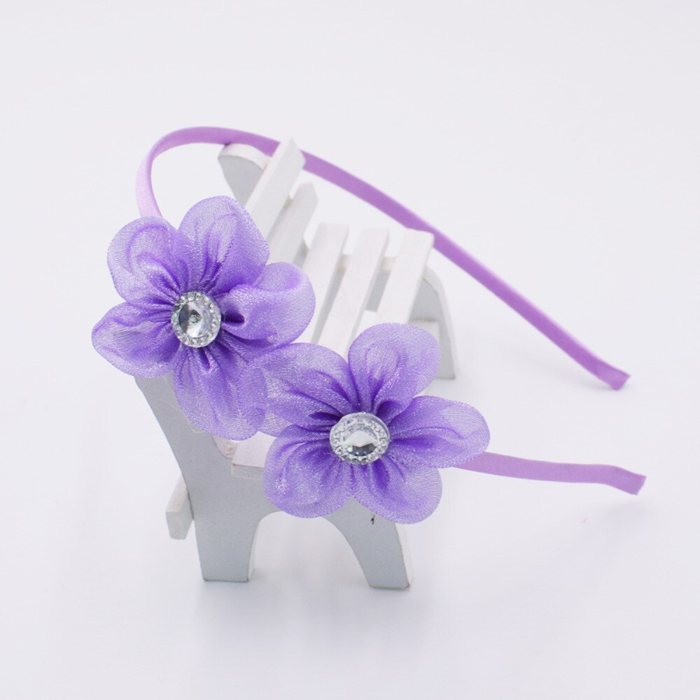 Sød chiffon blomst diamanter hårbånd bløde blomster hårbånd blomster kvinder pandebånd børn hår tilbehør til piger