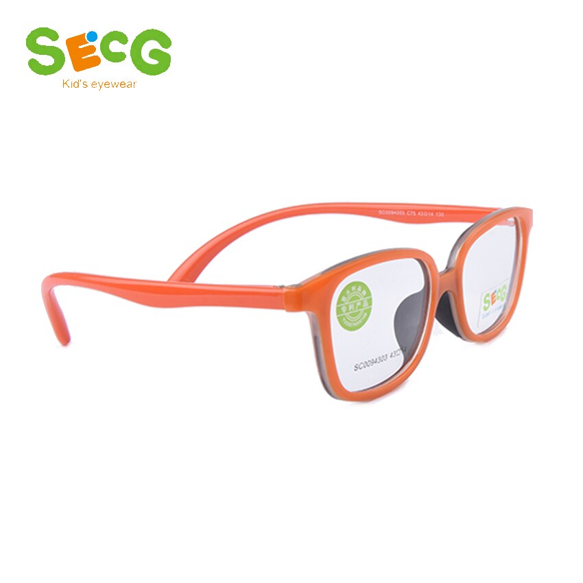SECG Optical Strabismus Tough Children Glasses Round Big Frame Plastic Titanium Glasses Children TR90 Kids Eyewear Strap: C75