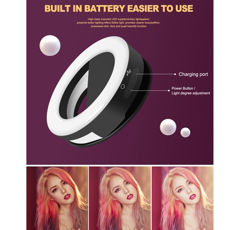 PULUZ LED Selfie Licht Telefoon Anker Live-uitzending Leuke Artefact Ronde 3 Niveaus van Helderheid Schoonheid 33 LEDs Licht Vullen