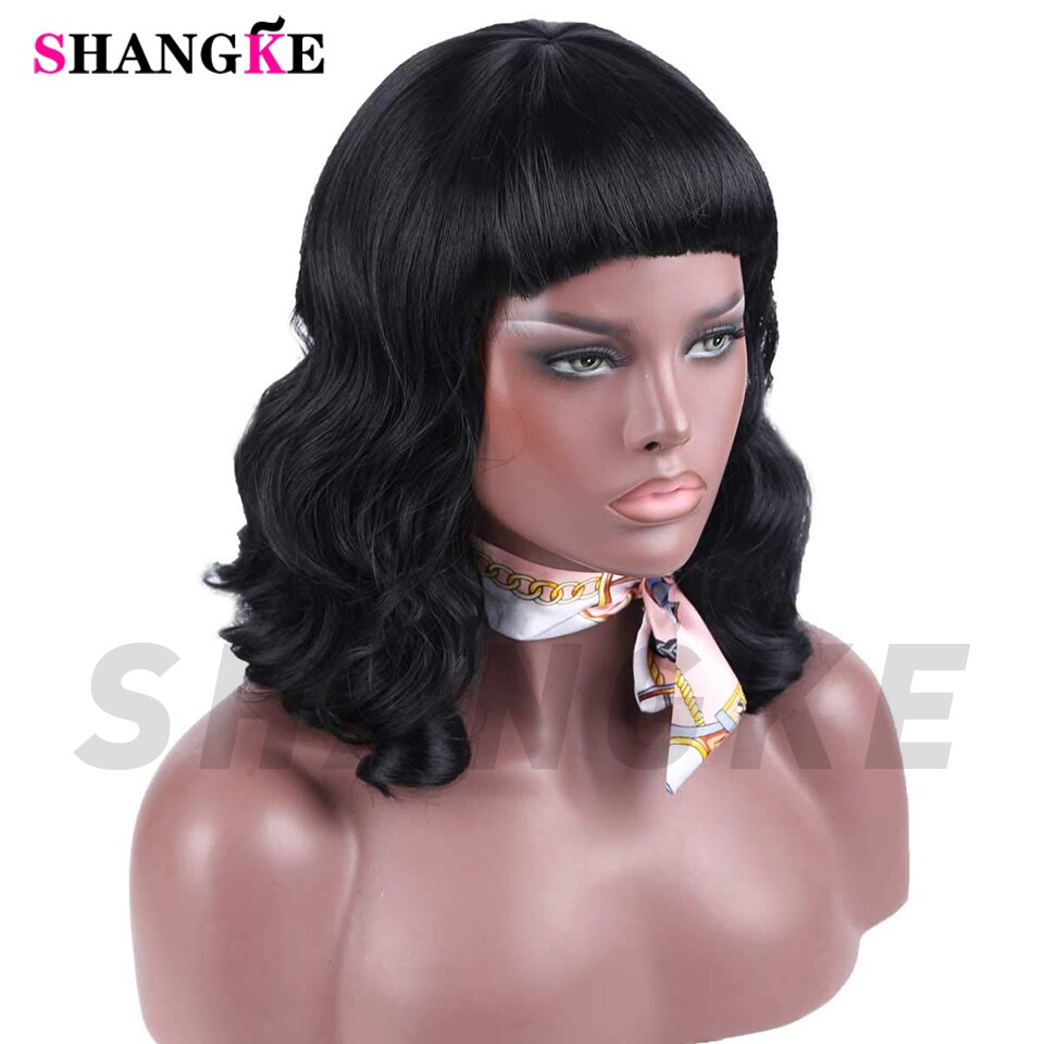 Pelucas de estilo Rockabilly para mujer, peluca retro con flequillo, cabello ondulado sintético resistente al calor, pelo africano y americano