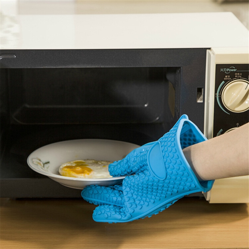 Hittebestendige Siliconen Handschoen Koken Bakken BBQ Oven Pannenlap Mitt Keuken Oranje