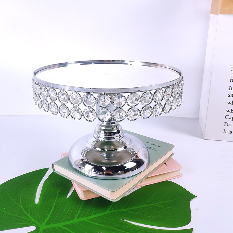 Zilveren Spiegel Metalen Ronde Cake Stand Bruiloft Verjaardag Party Dessert Cupcake Voetstuk Display Plaat Home Decor