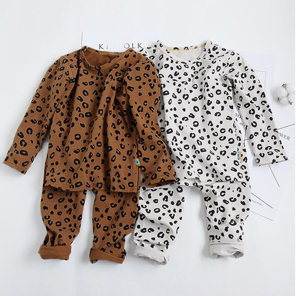 Nachtwäsche Kinder Baby Jungen Mädchen Pyjamas Set Kinder Kinder Druck Leopard Pyjamas Kinder Lounge Tragen Baumwolle Mädchen Pijama Infantil
