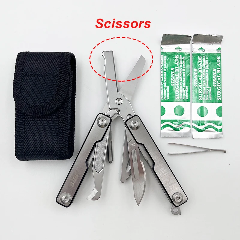 BHBT EDC Mini Multitool Pliers 8 in 1 Scissors with Replaceable Blades Multi Tool for Outdoor Survival Pocket Tools: Groene, paars