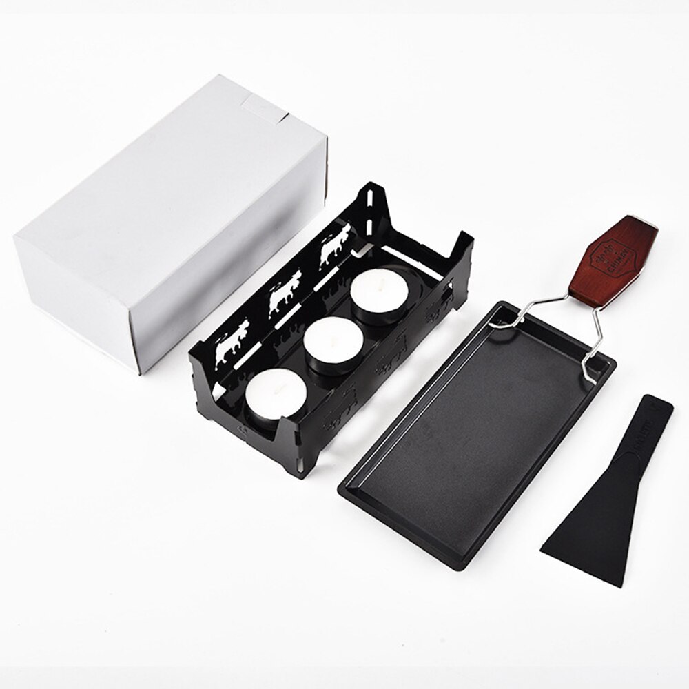Portable antiadhésif métal fromage Raclette four gril plaque Rotaster plaque de cuisson poêle ensemble manche en bois cuisine outils de cuisson