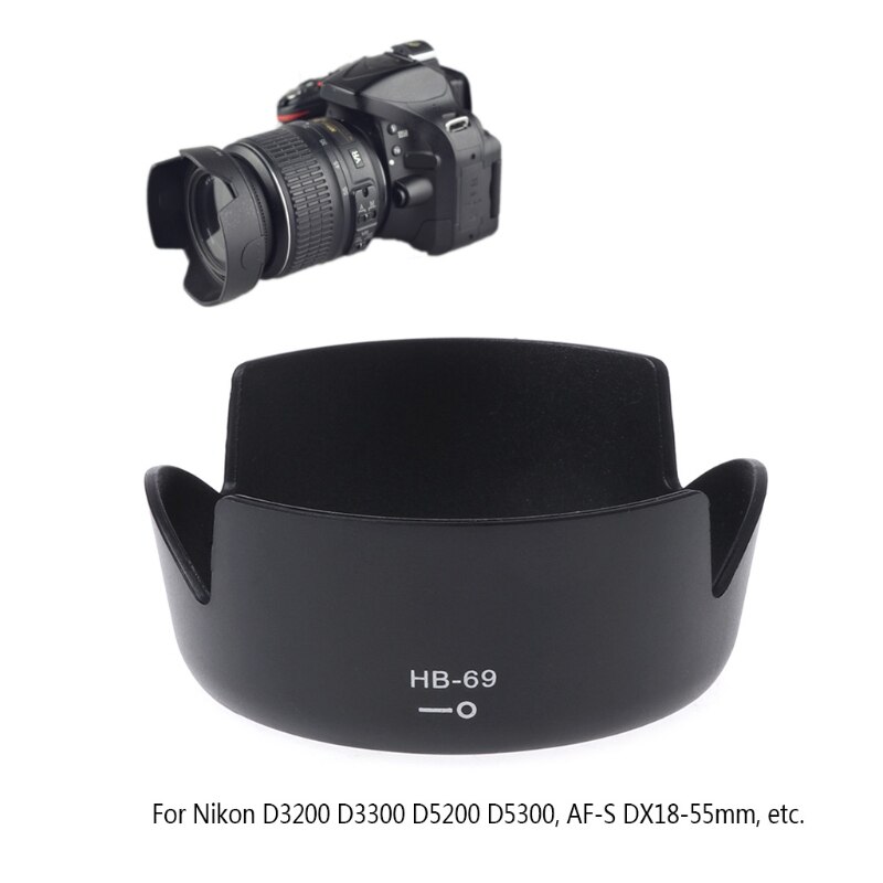 HB-69 Bayonet Mount Camera Lens Hood For D3200 D3300 D5200 D5300 DX18-55mm