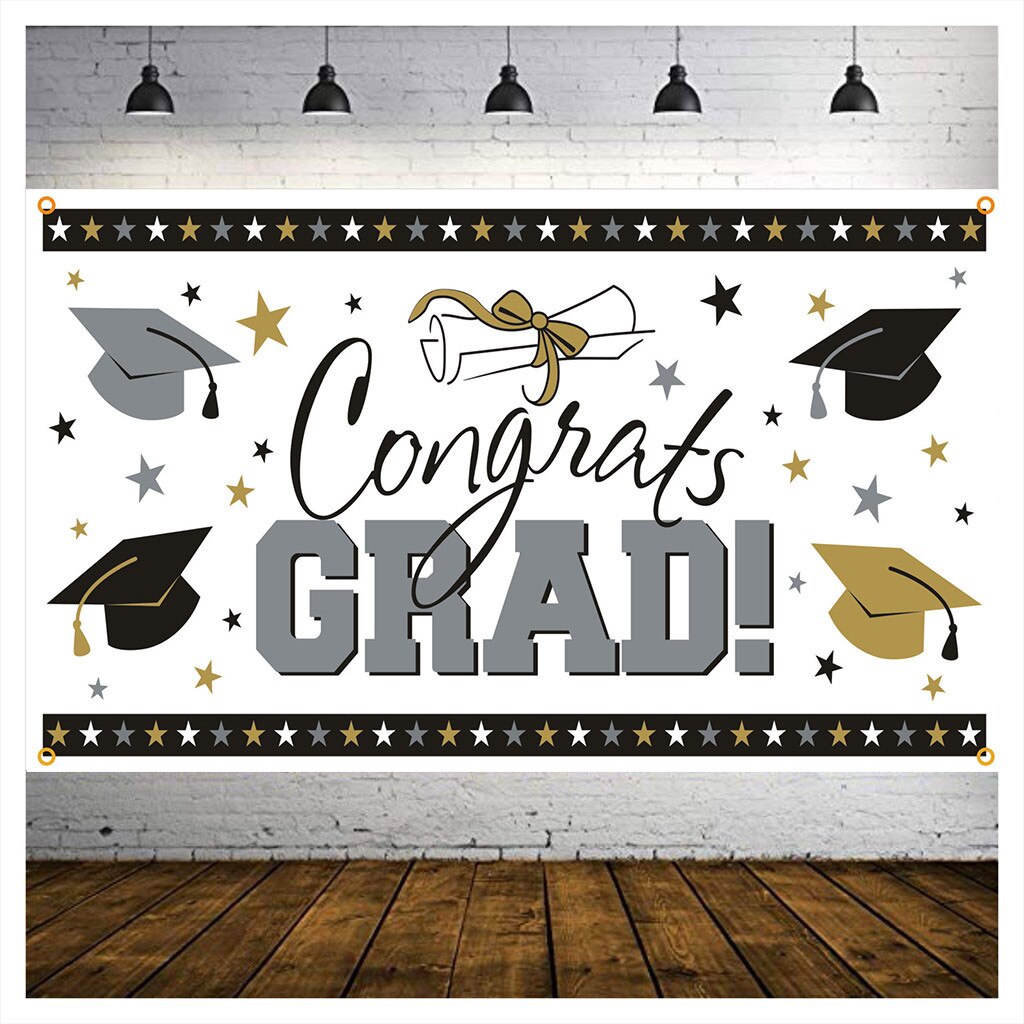 Diy Geadution Wall Banner Handmade Graduation Congrats Letters Pattern Background CLASS Party School Decoration Accessory