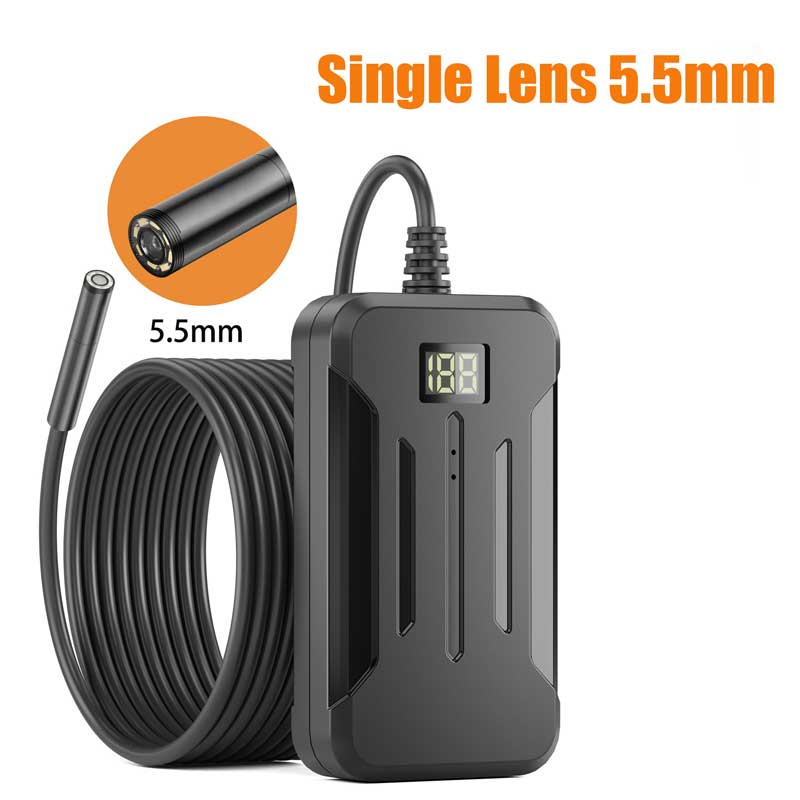 Cámara endoscópica WiFi 1080P HD, lente Dual, impermeable, Cable rígido, inspección de tuberías, boroscopio Industrial para comprobar el coche: Rojo / 5 m