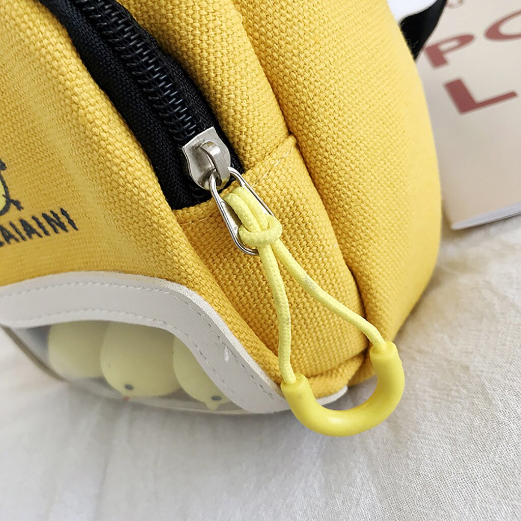 Women Canvas Crossbody Bag Contrast Color Cute Chick Print Shoulder Messenger Bags Ladies Small Handbag For Students #YJ