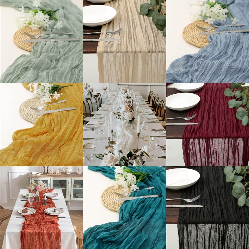 Lång ostduk gasvävd bordslöpare halvtransparent enfärgad bordsduk vintage ostduksduk banketter