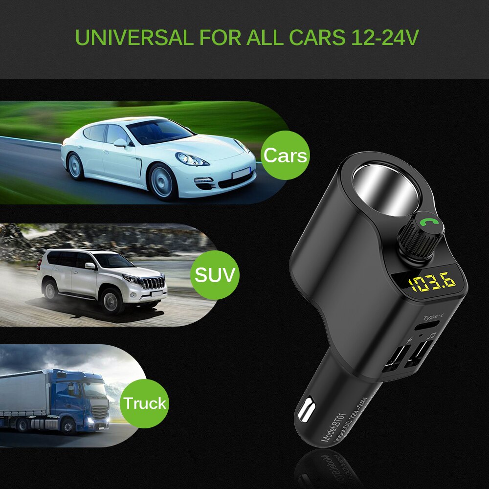 Auto usb mobiele telefoon snellader dual port radio snellader tablet handsfree fm modulator zender bluetooth  mp3 spelers