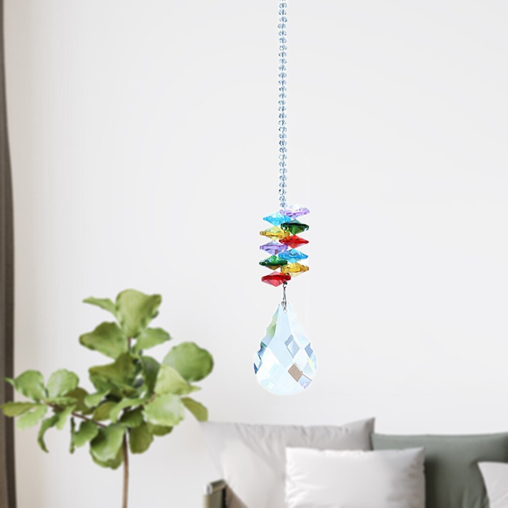 Crystal Rainbow Suncatcher Hanging Window Ornament Prism Raindrop Glass Ball Sunlight Reflector Home Decor