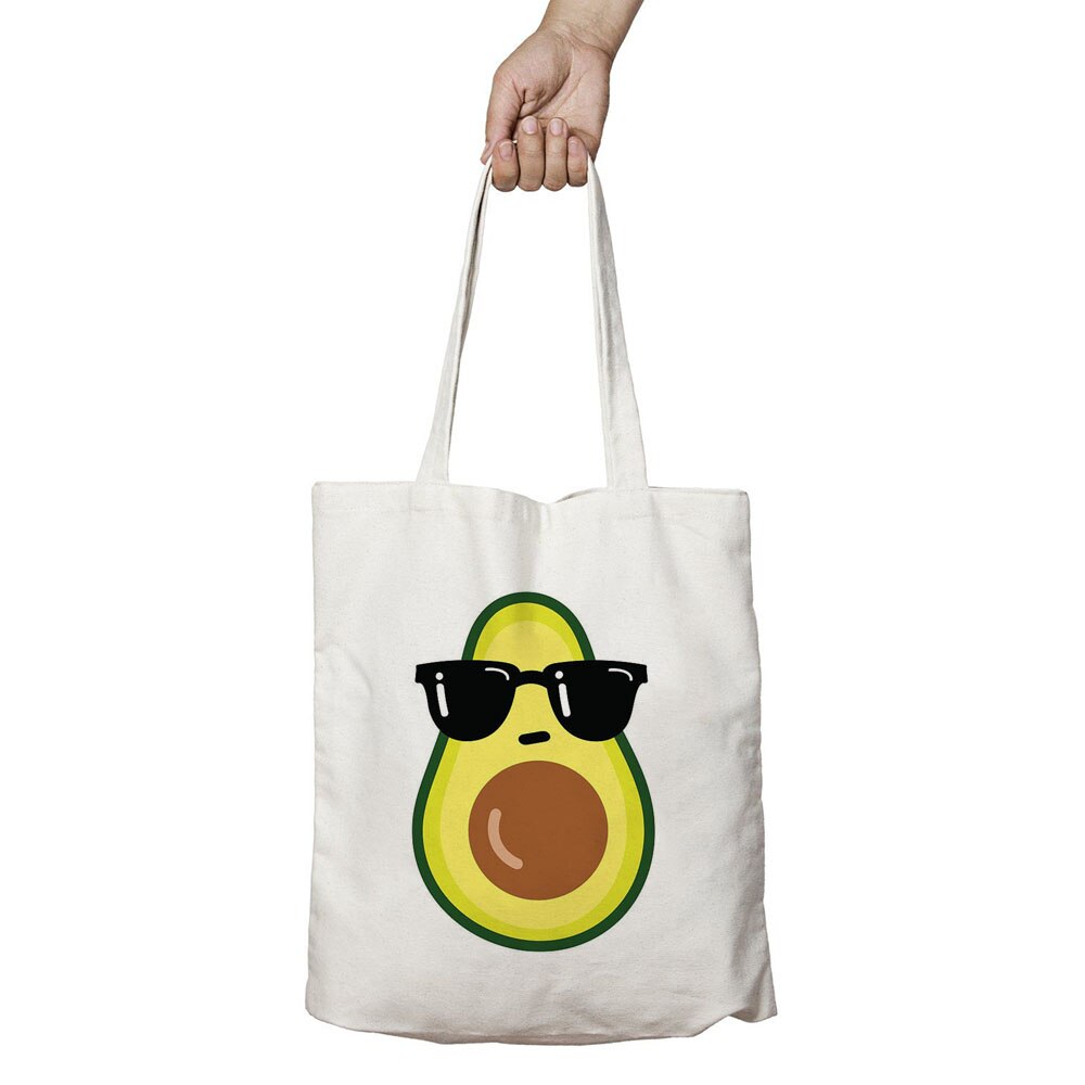 Cute Sport Love Avocado Print Reusable Shopping Bag Women Canvas Tote Bags Printing Eco Bag Cartoon Shopper Shoulder Book Bags: B1635-TBWH-M