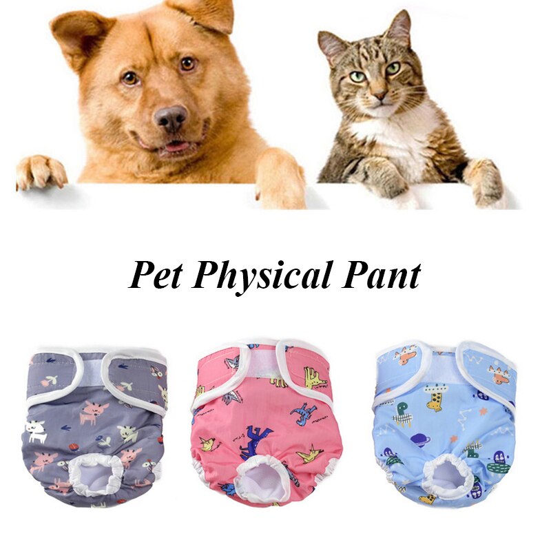 Dog Diaper Physiological Pants Cartoon Print Pet Diaper Pants Washable Bitch Dog Shorts Underwear Puppy Briefs