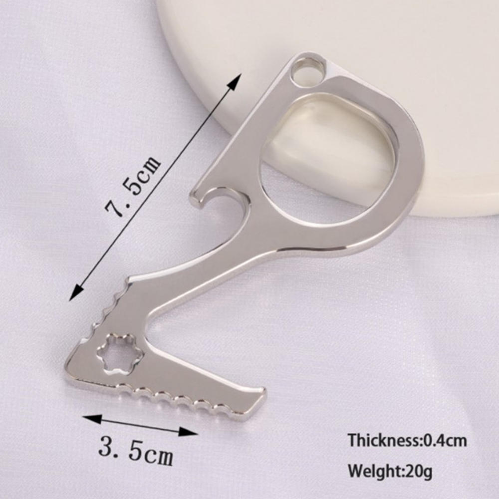 Multi-functional Anti-contact Key Chain Protection Against Epidemic And Anti-virus Easy Pull Button Isolation Portable Door Open: White