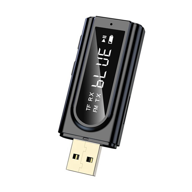 Bluetooth 2 in 1 empfänger 5.0 auto-led-sender, aux-fm-modulator, tf-kartenleser mit mikrofon für freisprechfunktion