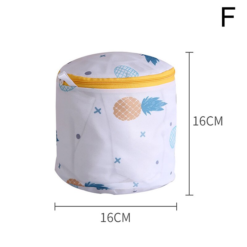 Pineapple Printing Zippered Mesh Laundry Bag Polyester Washing Net Bag For Underwear Sock Washing Machine Clothes Bra Bags: F