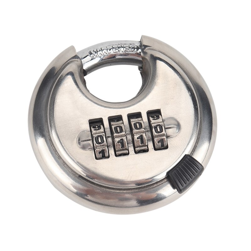 4-Digit Combination Security Round Padlock Resettable Lock Heavy Duty Stainless Outdoor Shed Locker: Default Title