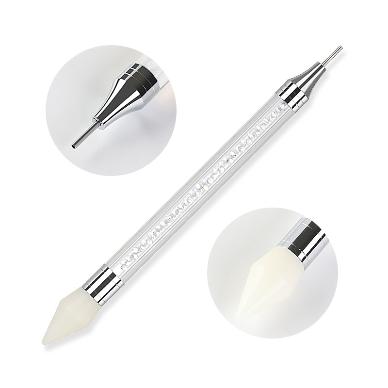 Stylo de cire acrylique à double extrémité pour pointillage des ongles, outil de manucure pour Nail Art, strass, 1 pièce: 02