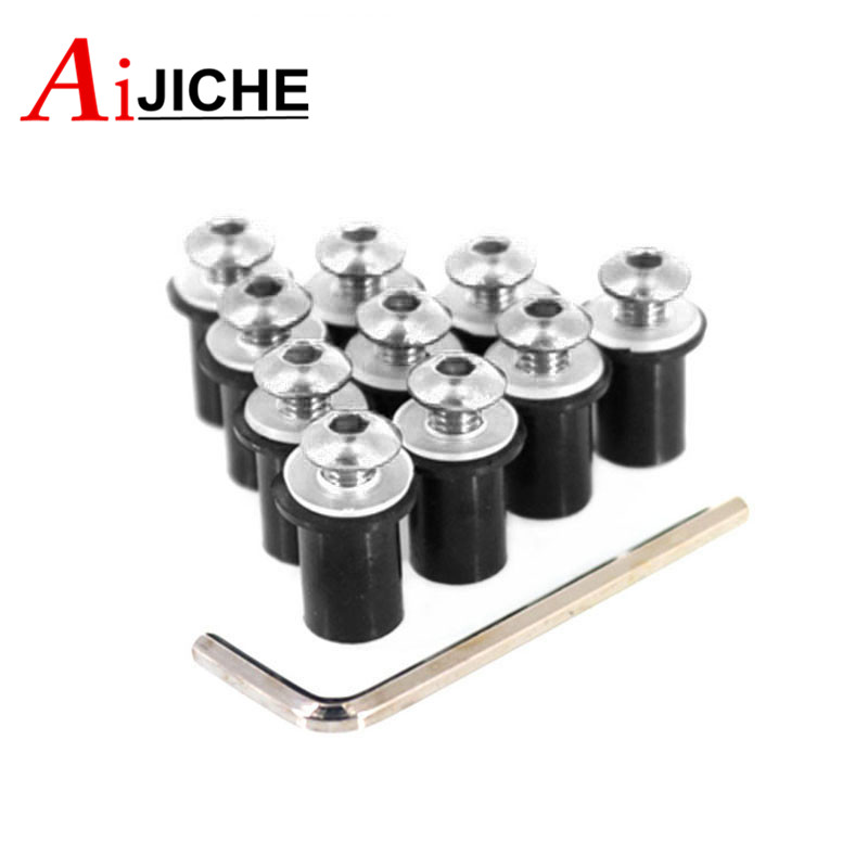 Boulons de pare-brise de moto, Kit de fixation d'écrou à vis M5 5mm 10 pièces pour HONDA CBR 600 RR/F4i/F4 VFR 800 Steed 1000RR CB1000R CRF250L