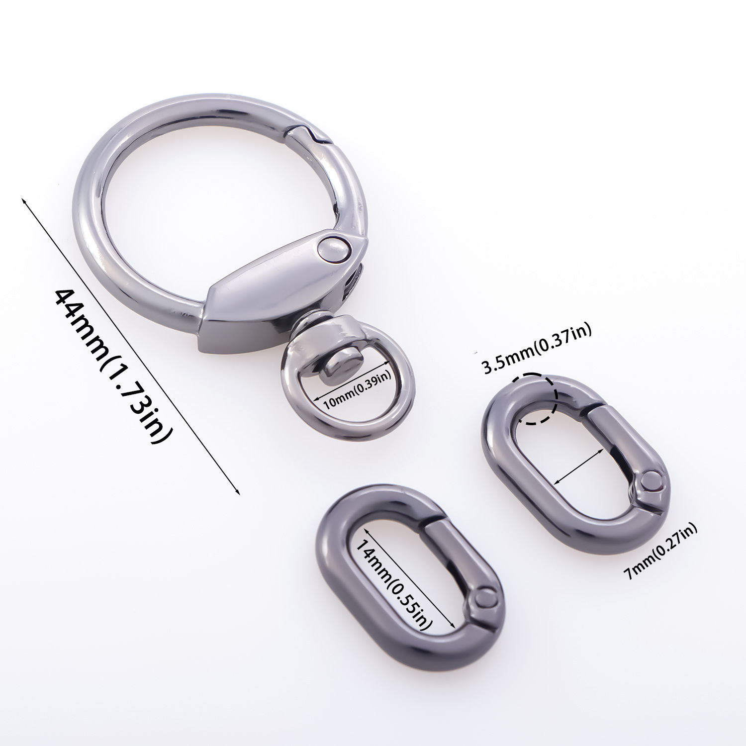 2 PCS Swivel Clasp Clip, Metal Lobster Claw Clasps, Swivel Clasp with Key Rings for Keychain Making, DIY Crafts