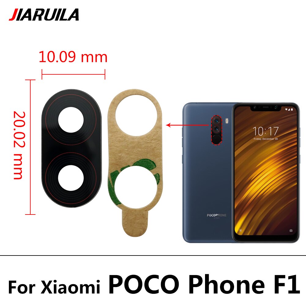 2 Stks/partij, camera Glas Lens Back Achteruitrijcamera Glas Lens Voor Xiaomi Poco M3 X3 F3 F2 F1 Pro Nfc Gt Met lijm: Poco F1