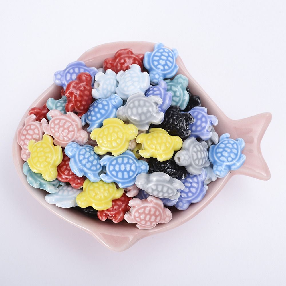 Cuentas de tortuga marina hechas a mano, 10 piezas, espaciador de cerámica de , cuentas sueltas, Kit DE FABRICACIÓN de pulseras 3D