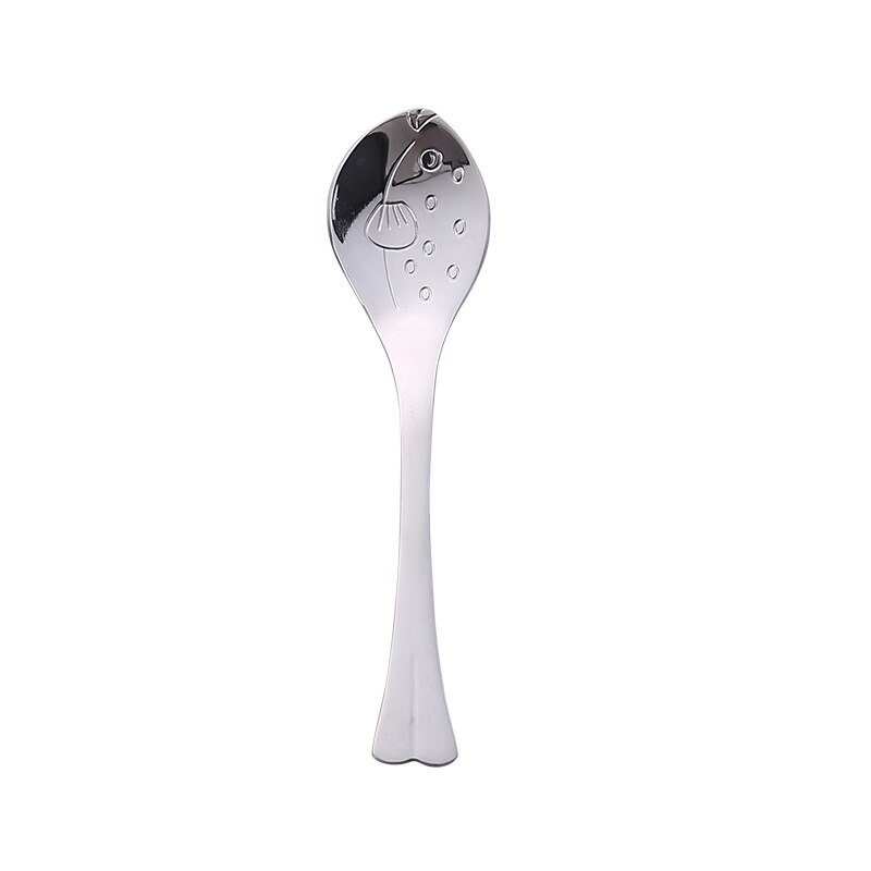 Dinner Spoon Tableware Fish Coffee Dessert Spoons Nice Multi Purpose Kitchen Accessories: Puffer silver