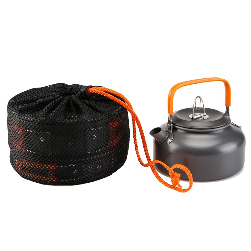 Utensilios de cocina portátiles de aleación de aluminio ultraligeros, 7 piezas, para acampar, cocina al aire libre, Picnic, vajilla, hervidor, sartén