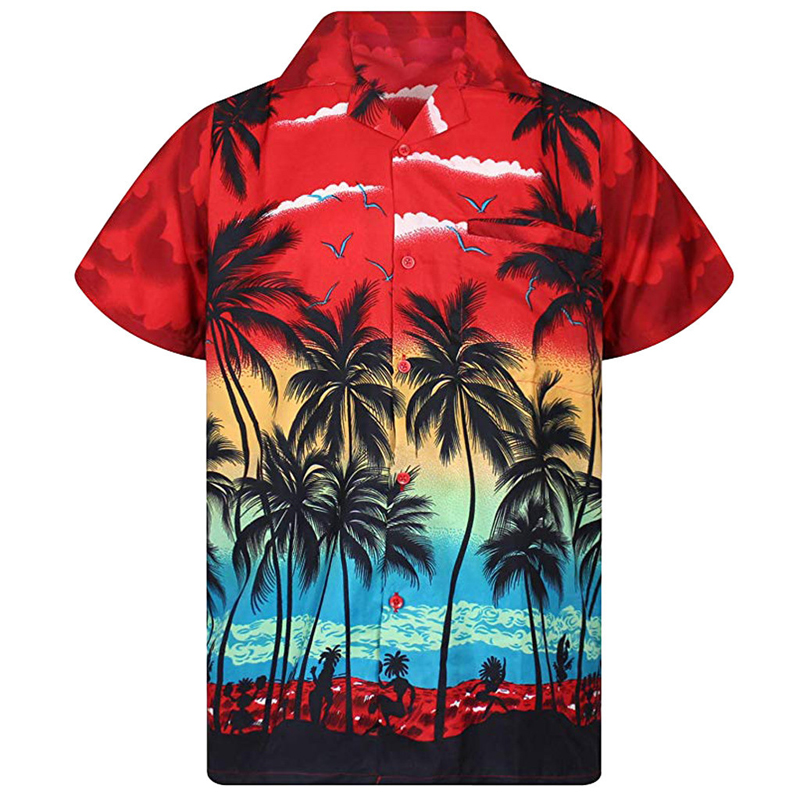 Palmetryk herre hawaiianske skjorter korte ærmer afslappet sommer mænd tropiske aloha skjorter fest strandtøj tøj chemise 3x