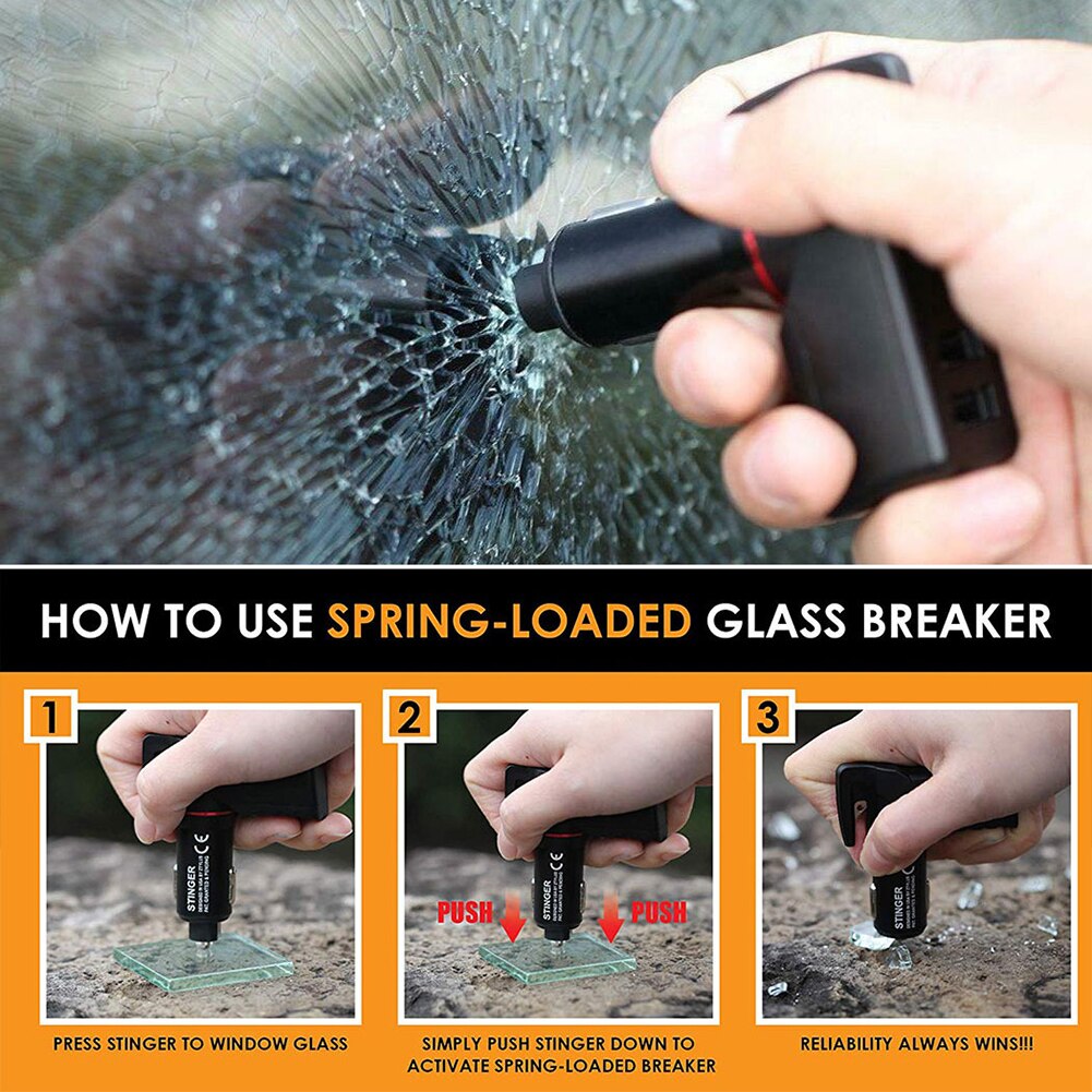 Life-Saving Escape Car Emergency Tool 3 in 1 Multi Function Car Escape Tool USB Charger Seatbelt Cutter Window Breaker
