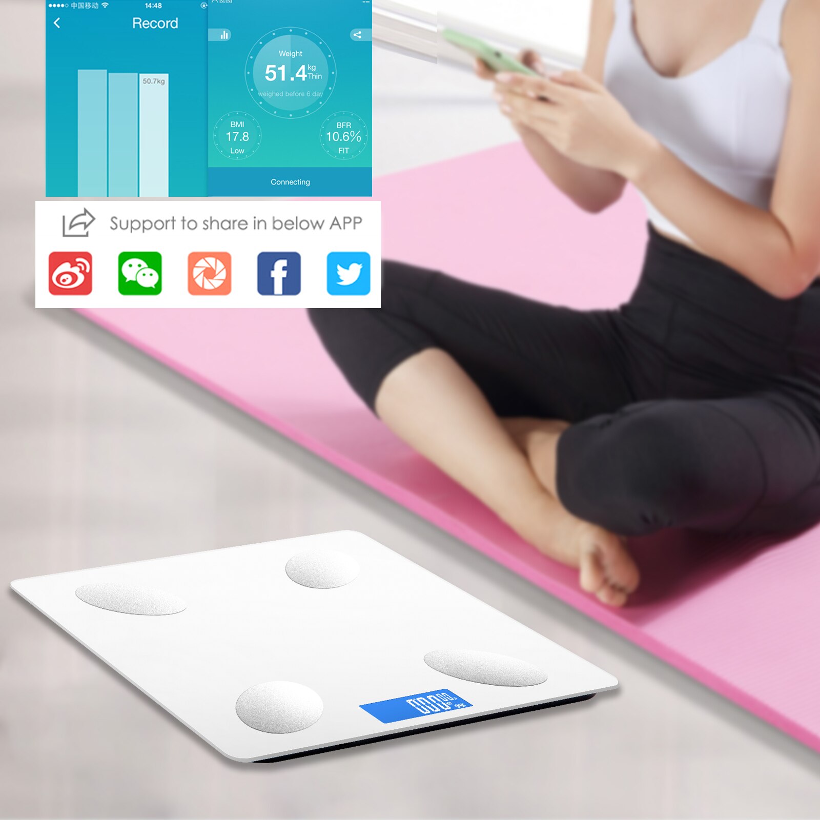Schlecht Clever Skala Präzision Gewicht Skala Körper Fett Boden Skala BMI LED Anzeige Gewicht Kapazität 180KG praktisch Bluetooth
