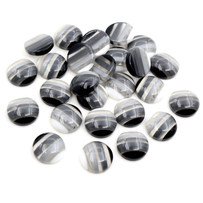 ! 40 unids/lote 12mm colores mezclados resina trasera plana rayas clásicas cabujones Cabochon Base camafeo 12mm: G1-39