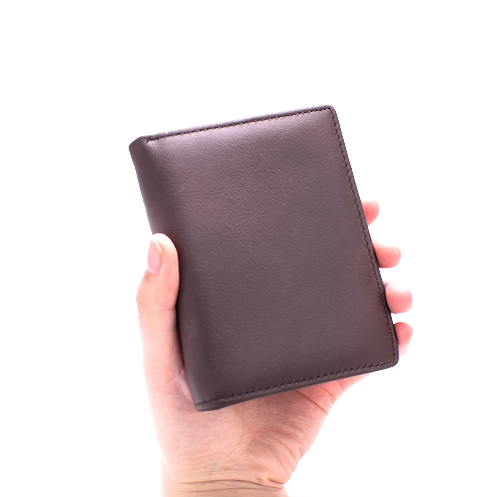 Nowy męski portfel z prawdziwej skóry biznesowy pionowy potrójny uchwyt na karty kredytowe portmonetka na zamek błyskawiczny męski portfel antykradzieżowy RFID: Black
