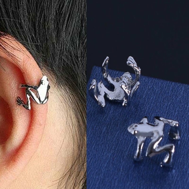 Puños de oreja de rana Punk para hombre y mujer, aretes de Clip de Animal, 1 Uds., Clip de perno para oreja, de joyería de aleación