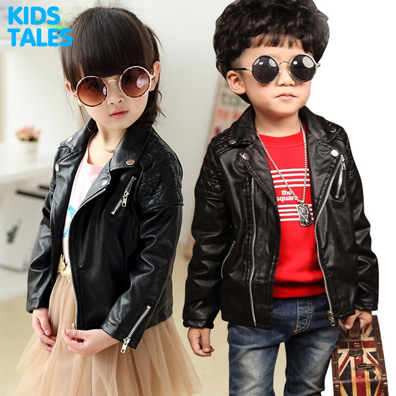 Kinder PU Leder Jacke Jungen Herbst Leder Mantel Mädchen Frühling Jacke Kinder Feste Beiläufige Oberbekleidung 1-7T