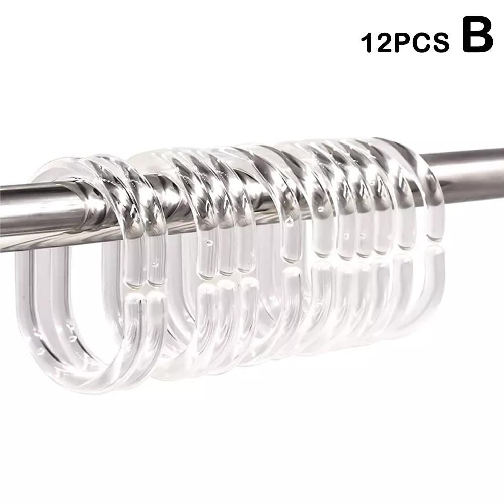 12 Stuks Plastic C Type Douchegordijn Haak Hanger Bad Laken Lus Clip Glijden Handige Vervanging Badkameraccessoires: YELLOW