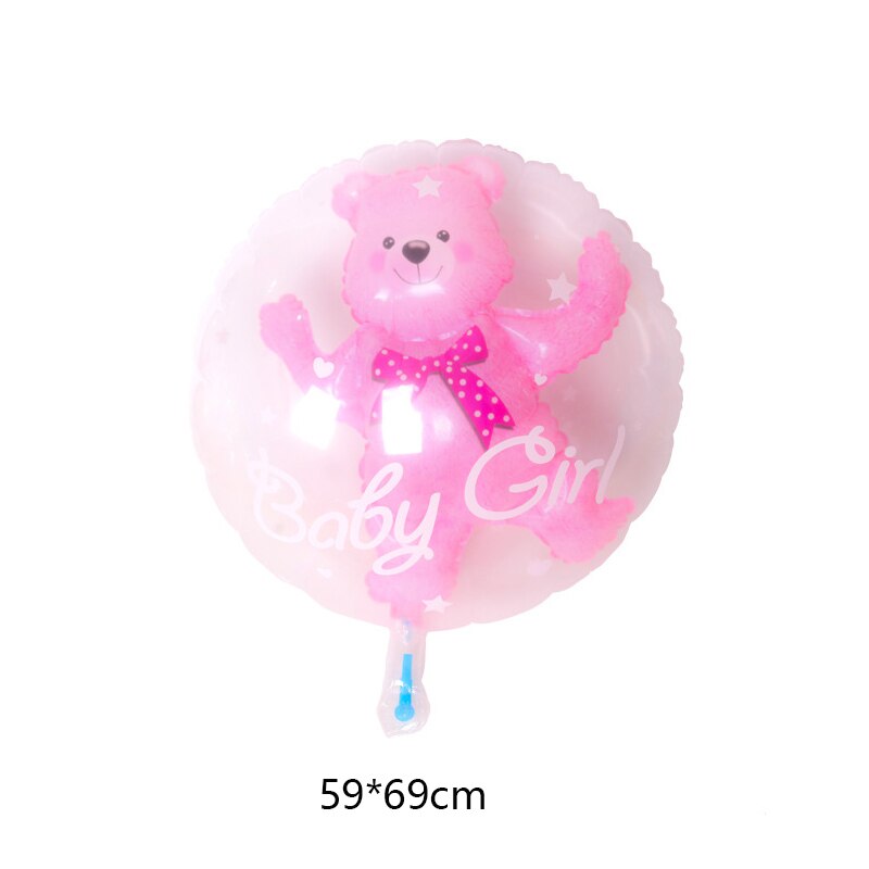 Kön avslöja porslin flicka eller pojke latex ballong banderoll papperstallrik kopp bordsduk servett baby shower födelsedagsfest inredning: Rosa björn