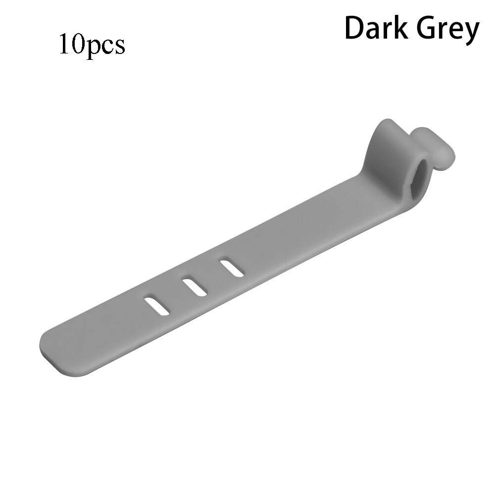 10PCS Soft Silicone Cable Winder Clip Cable Organizer Wire Mouse Cord Line Cable Protector Earphone USB Cable Wire Tie: 10PCS dark grey