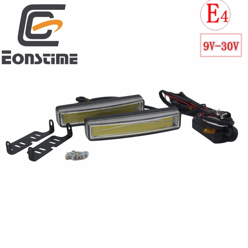 Eonstime 2 stuks 15cm COB LED Voertuigen Auto Dagrijverlichting DRL Installatie Beugel Wit Licht Lamp 12V /24V Off functie E4